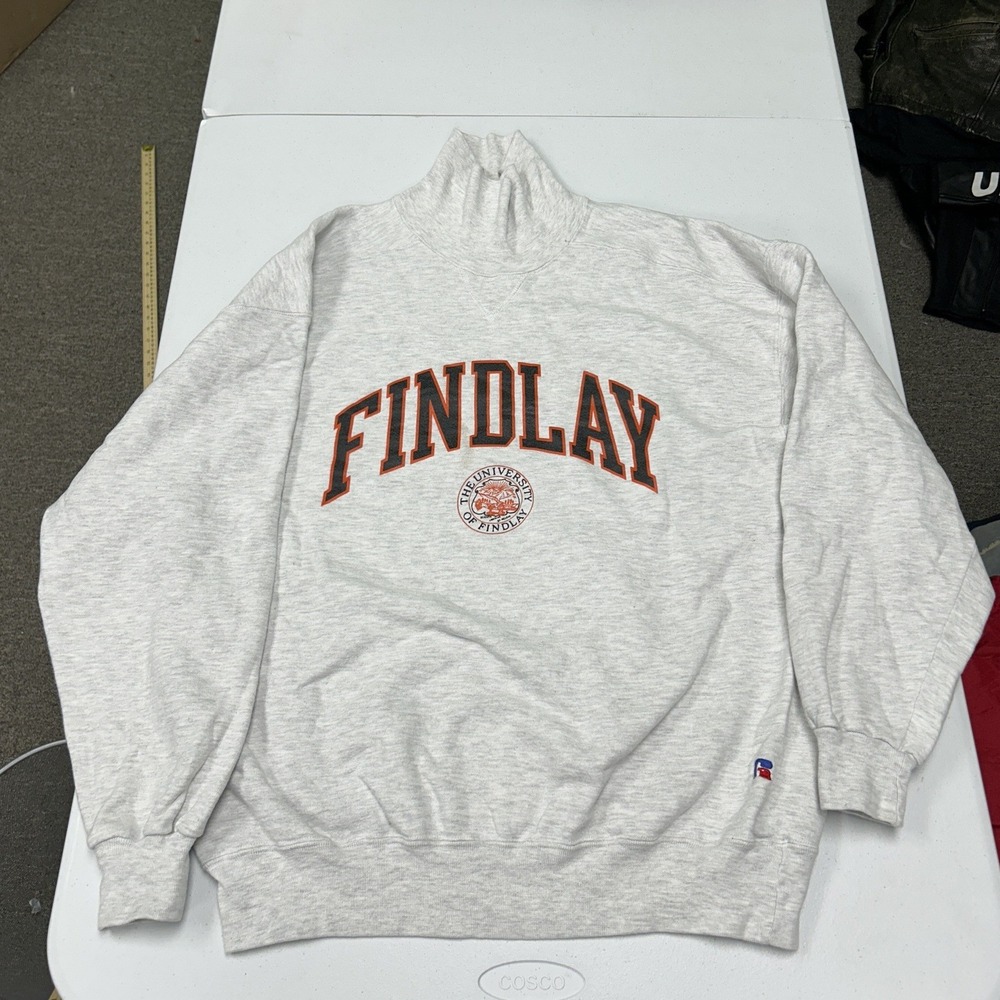 Russell Athletic Sweatshirt Mens XXL Grey Findlay University Mock Neck Vintage